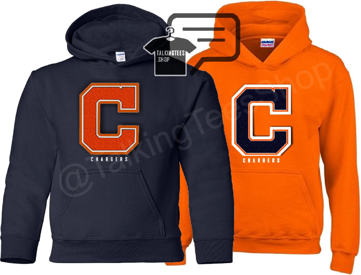 Navy & Orange Embroidered Hoodies